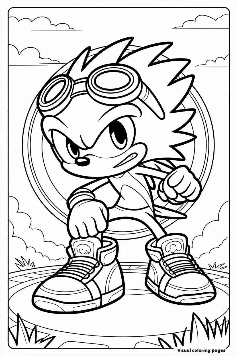 sonic in jet costume with energetic style