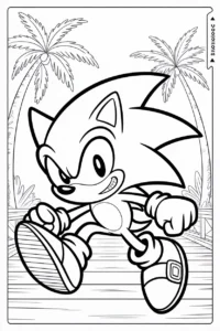 sonic running through rings coloring sheet
