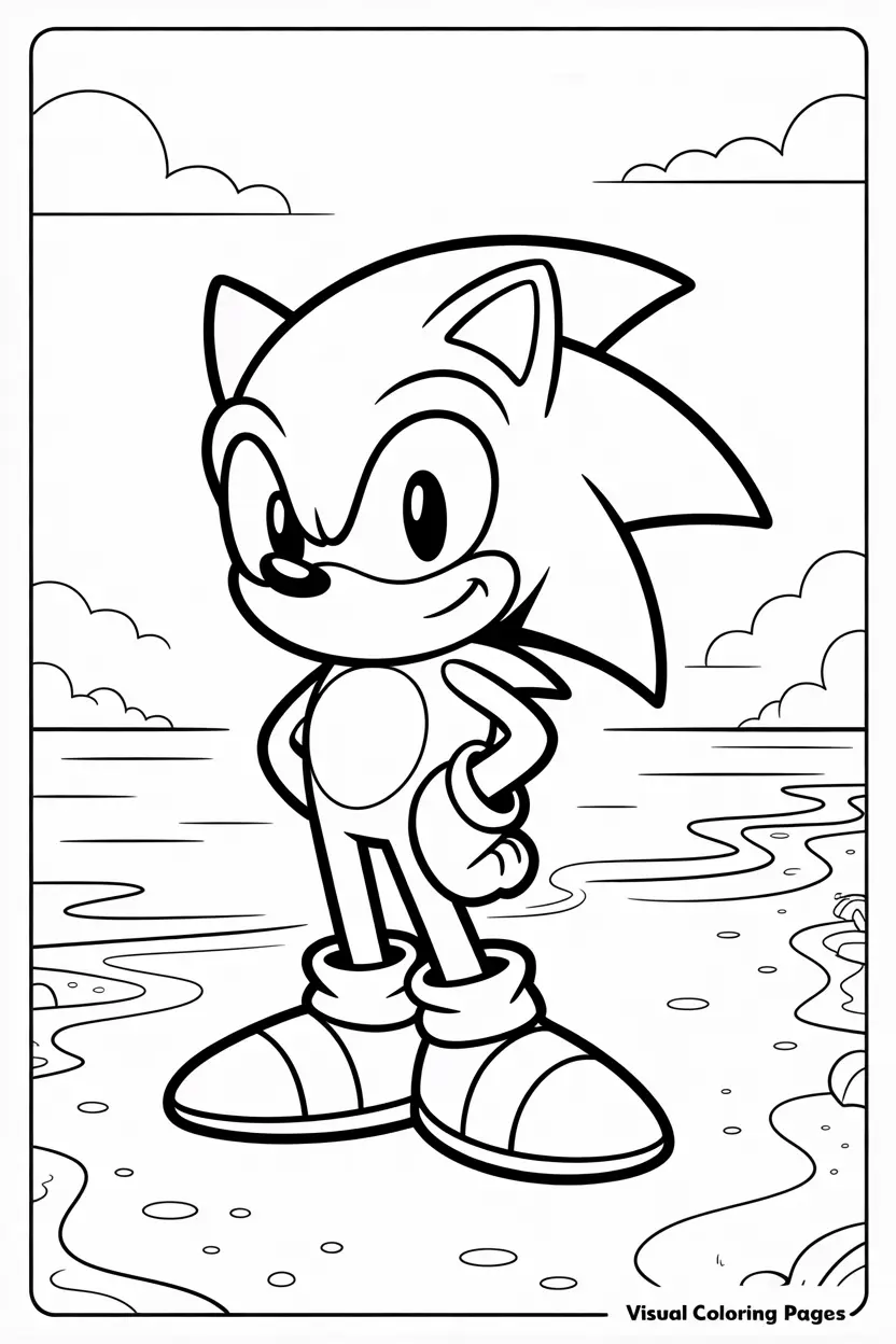 sonic standing happily