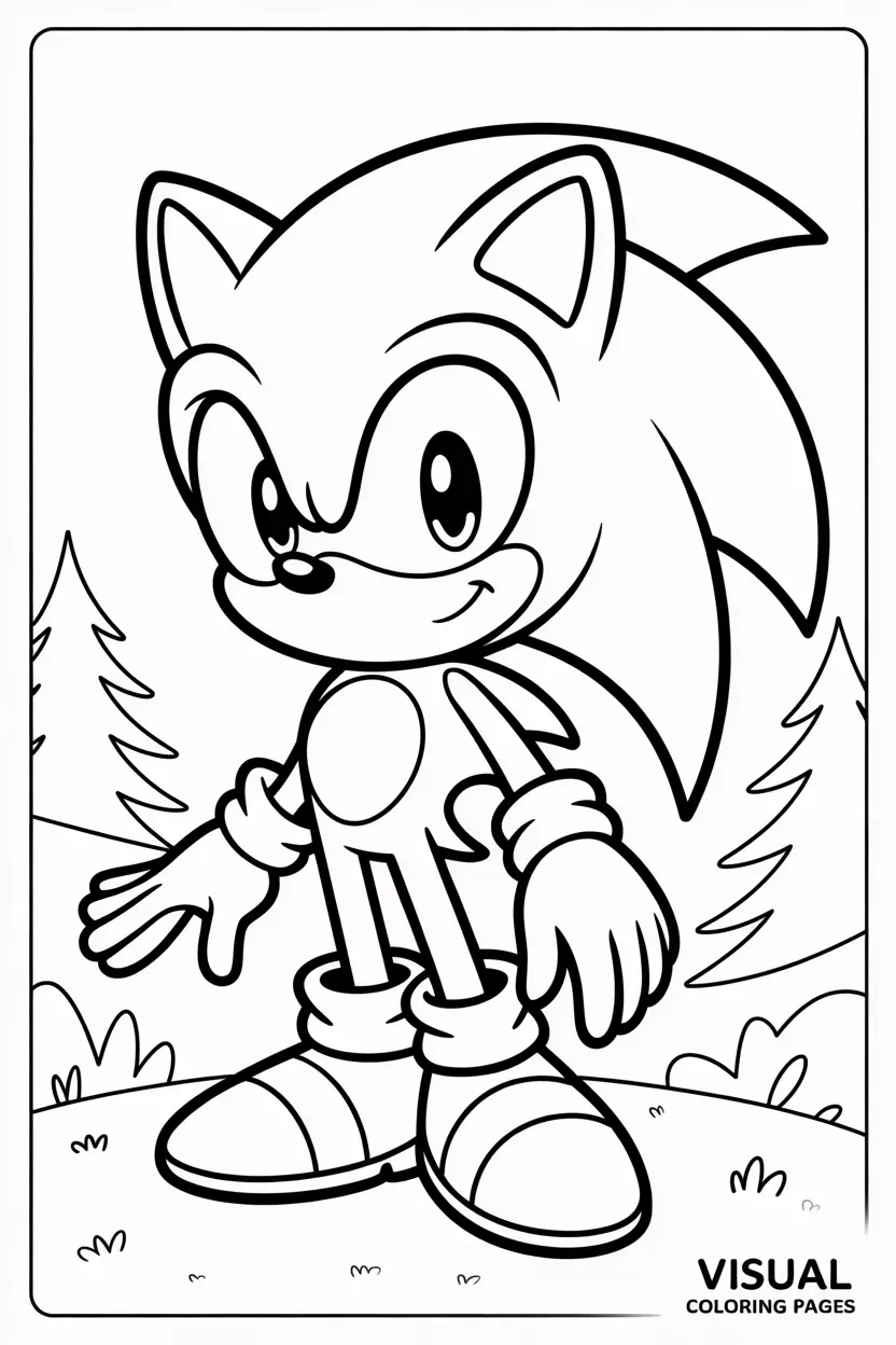 sonic standing in action to color