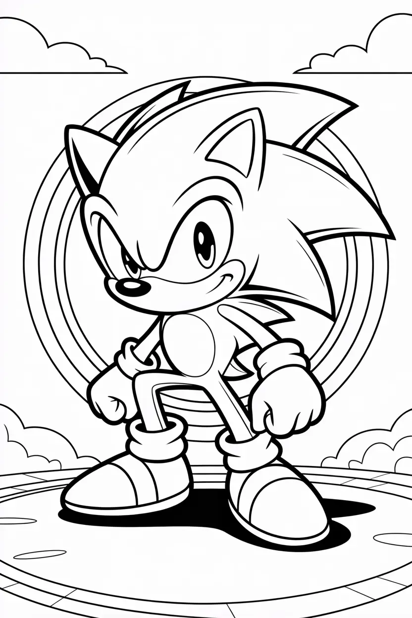 sonic standing in front of the ring