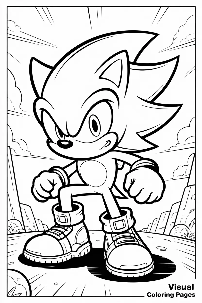 sonic the werehog in fighting stance coloring page