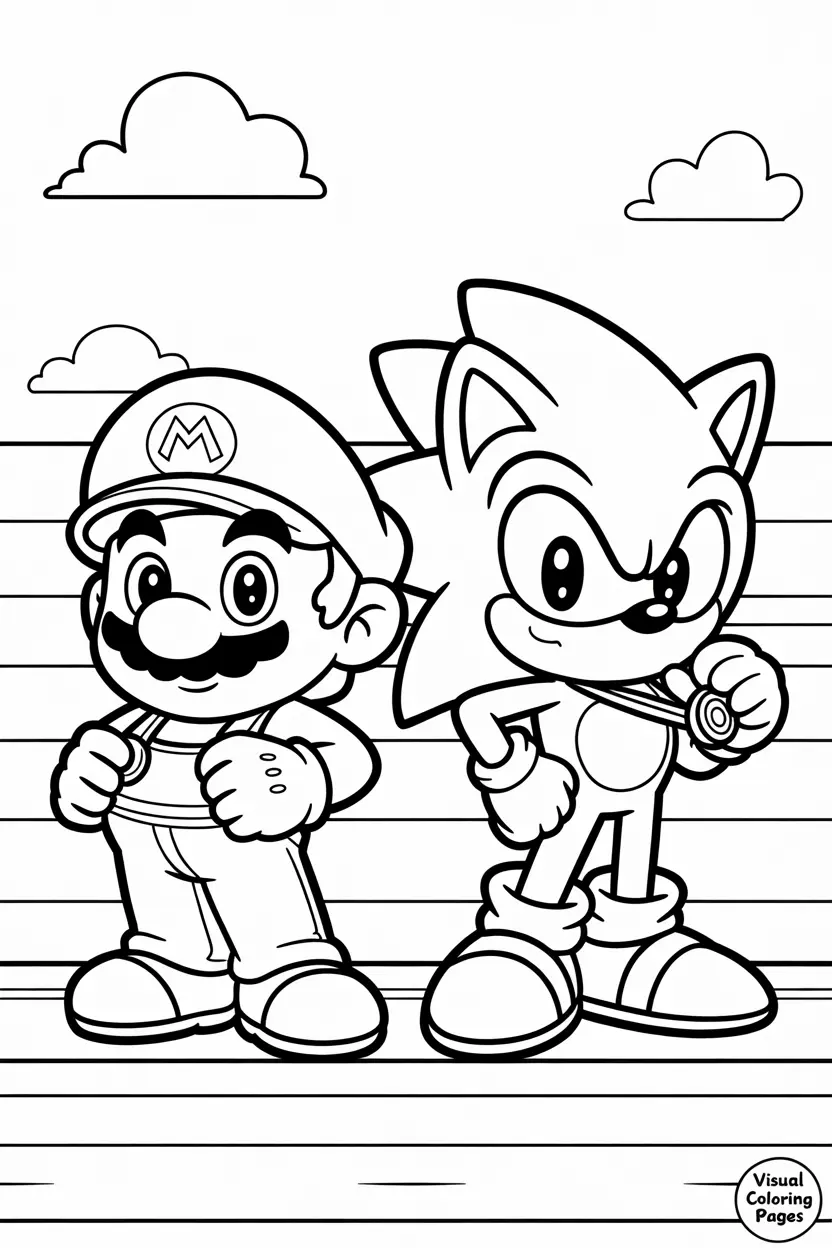 super sonic and mario to color