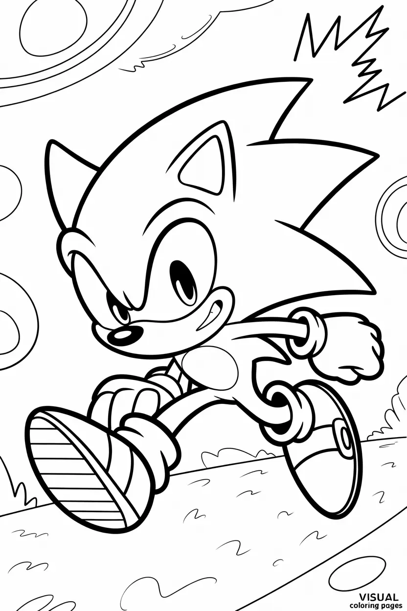super sonic coloring page for kids