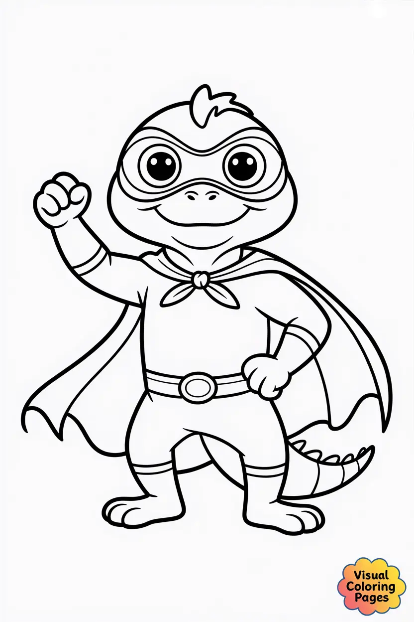 superhero iguana with cape and mask