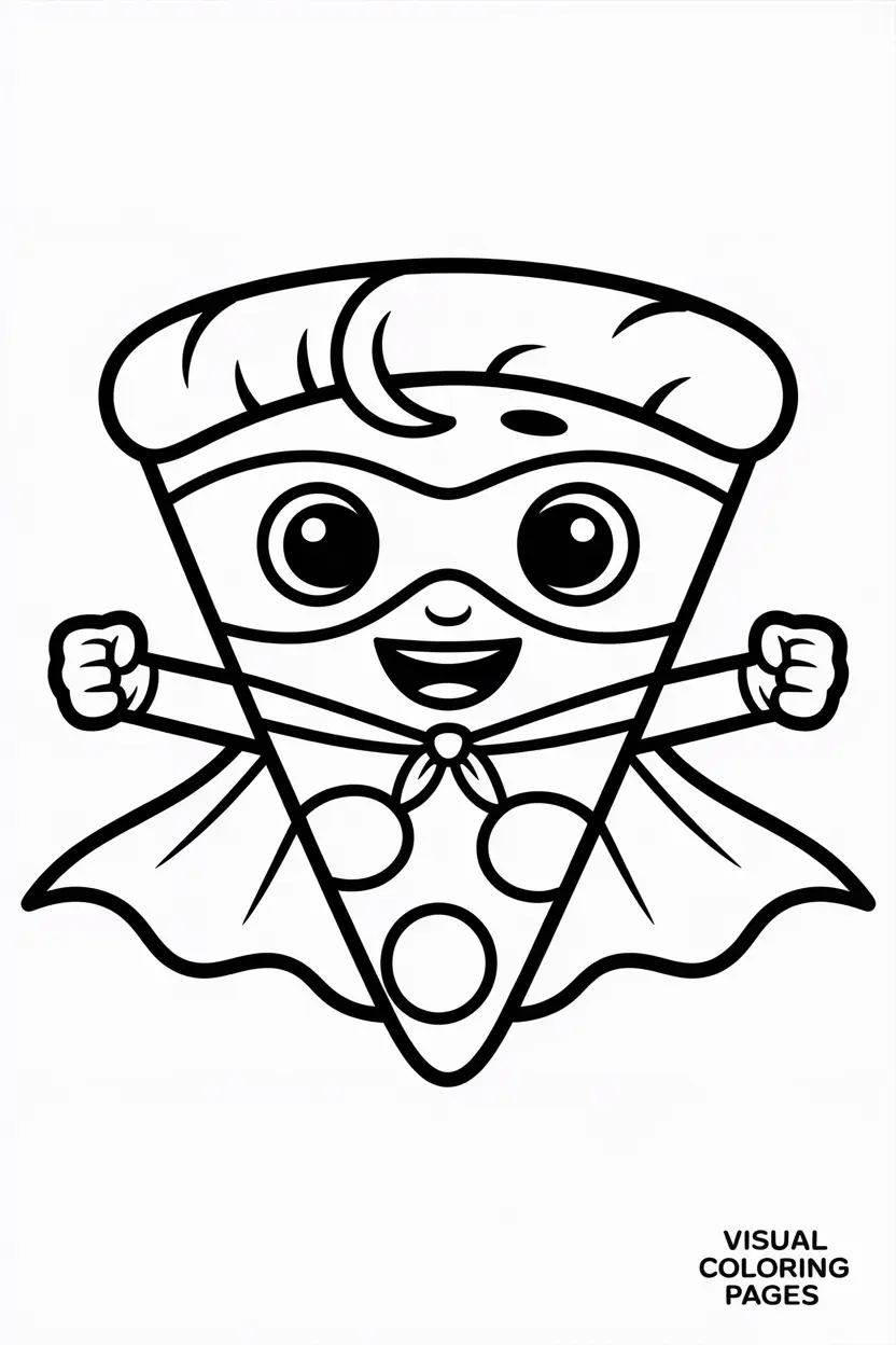 superhero pizza slice wearing a cape and mask