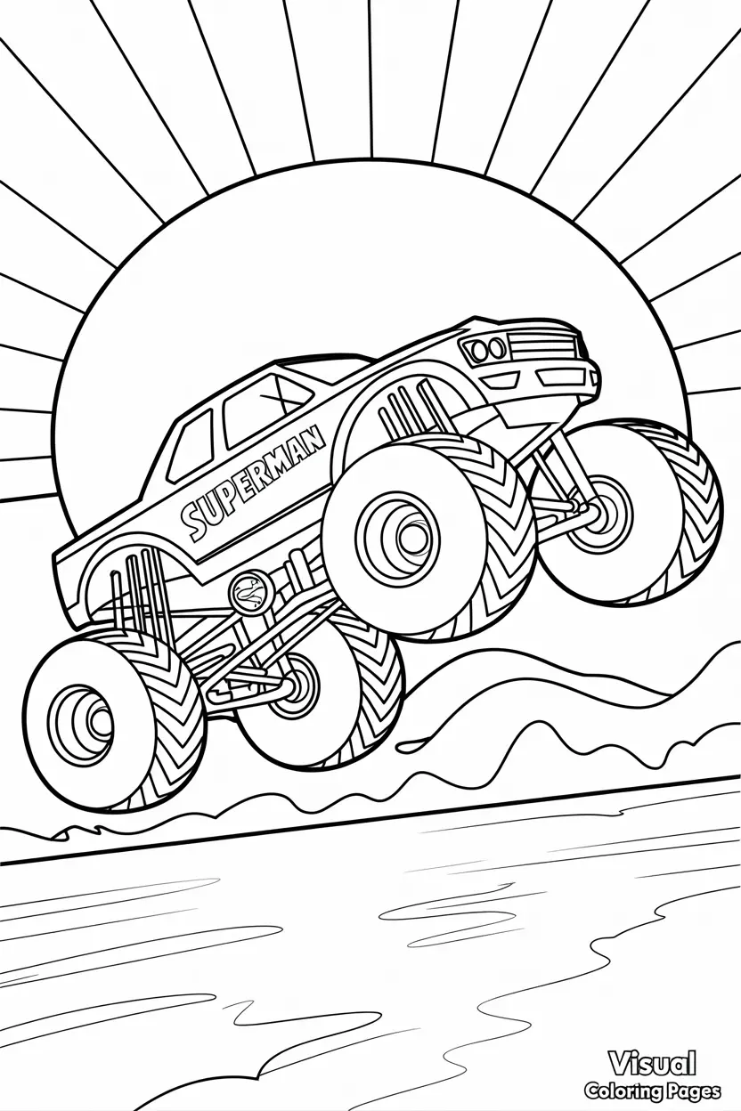 superman monster truck coloring page