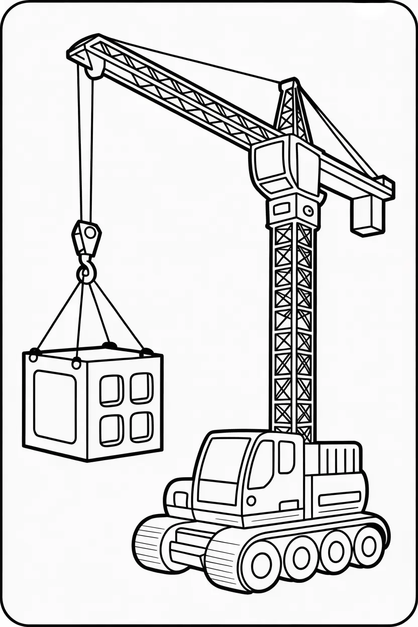 tall construction crane lifting a toy building block