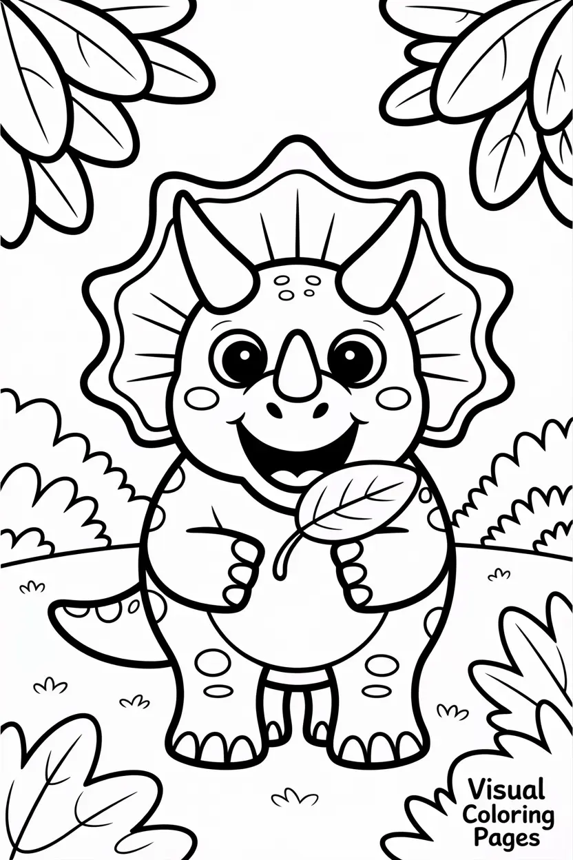 triceratops eating leaves from a bush