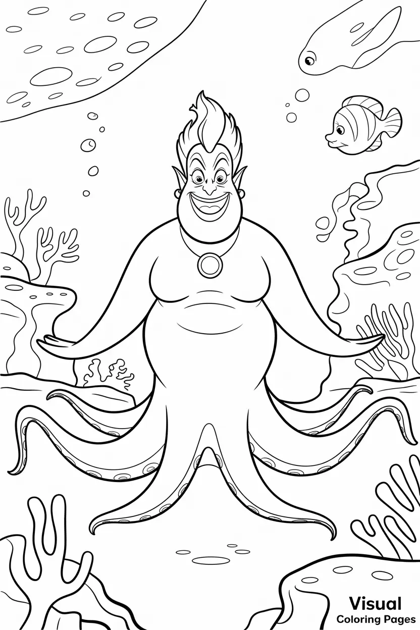 ursula under the sea coloring page for kids