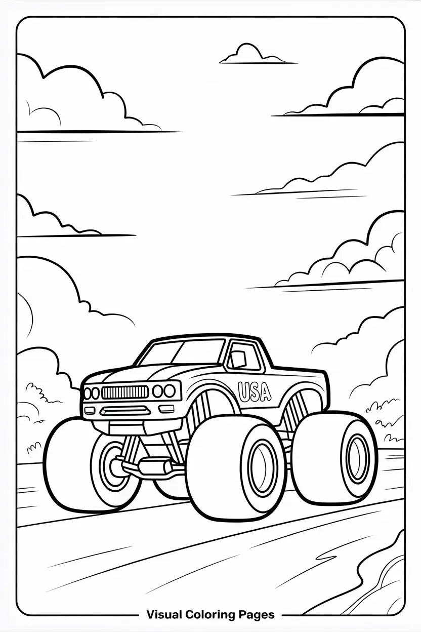 usa monster truck coloring picture