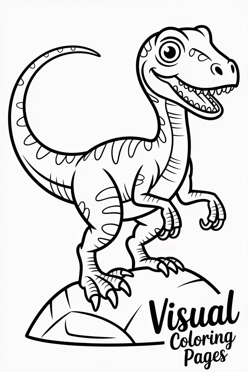 velociraptor balancing on a big rock