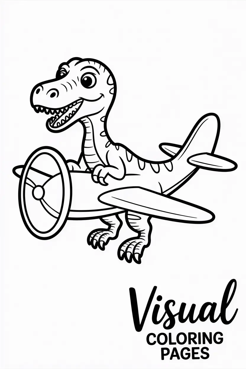 velociraptor pretending to fly an airplane