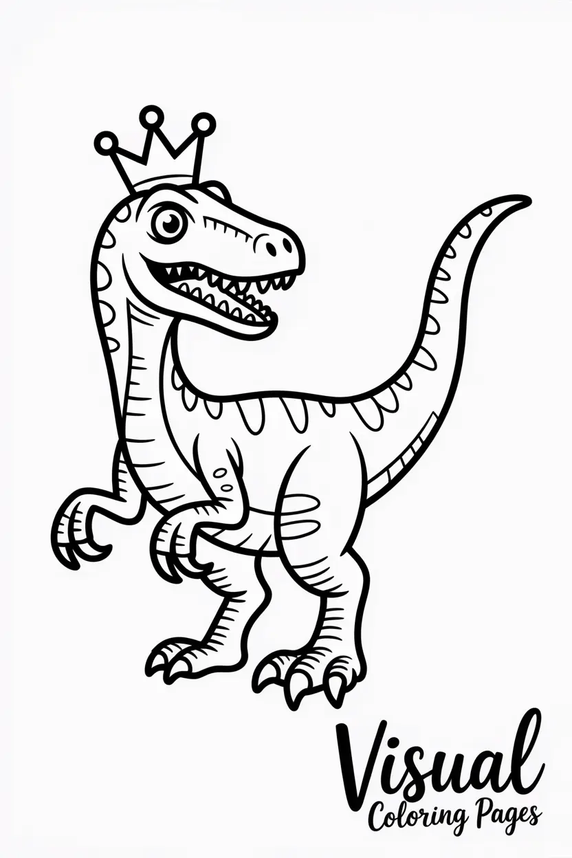 velociraptor with a crown acting like a king