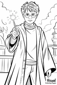 young harry potter catching the golden snitch coloring page