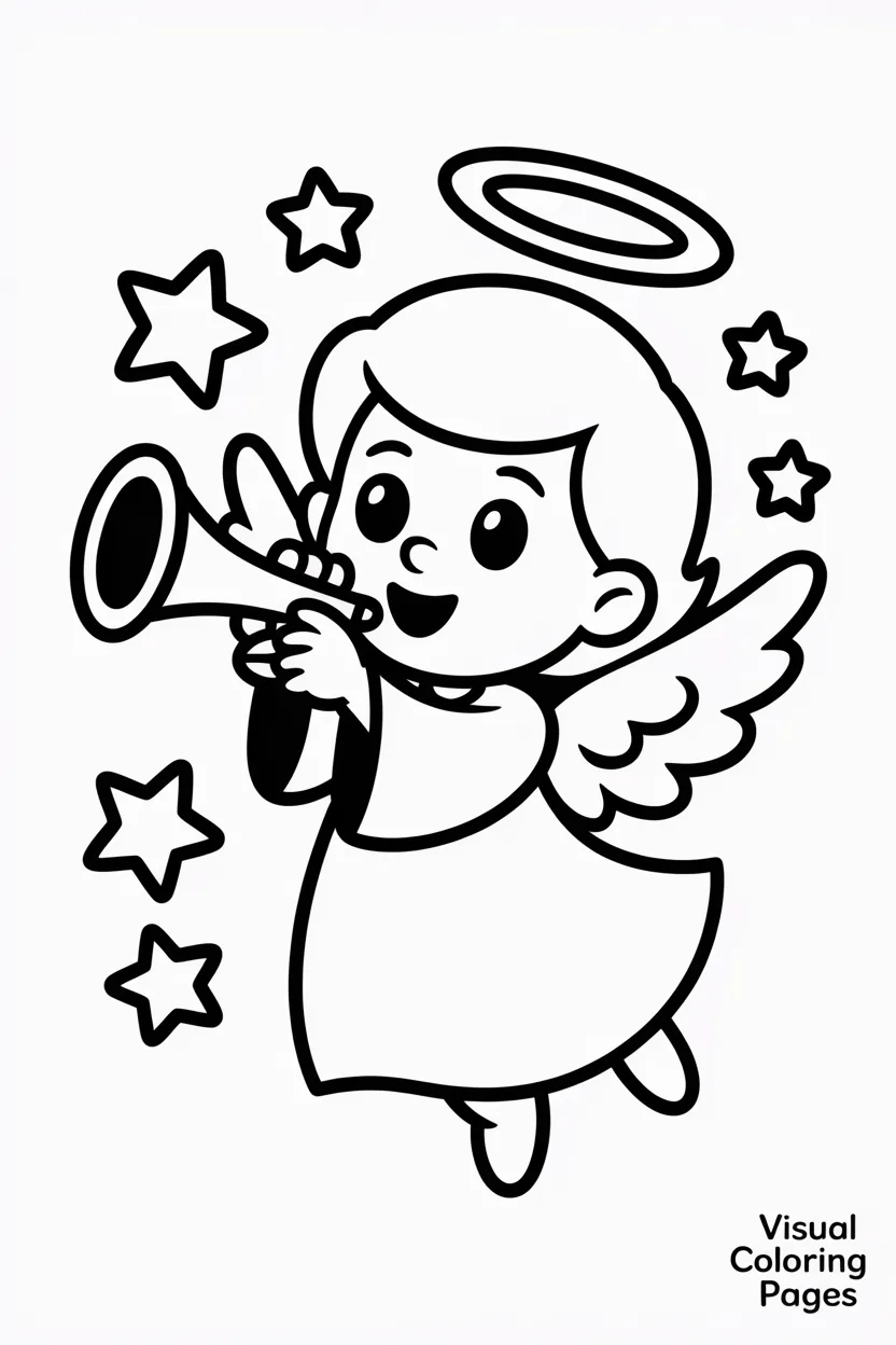 angel singing joyfully with a songbook