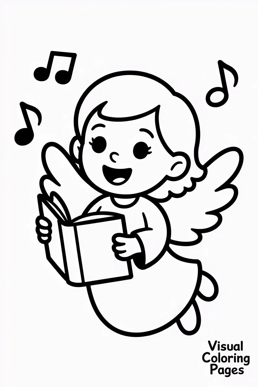 angel singing joyfully with a songbooks