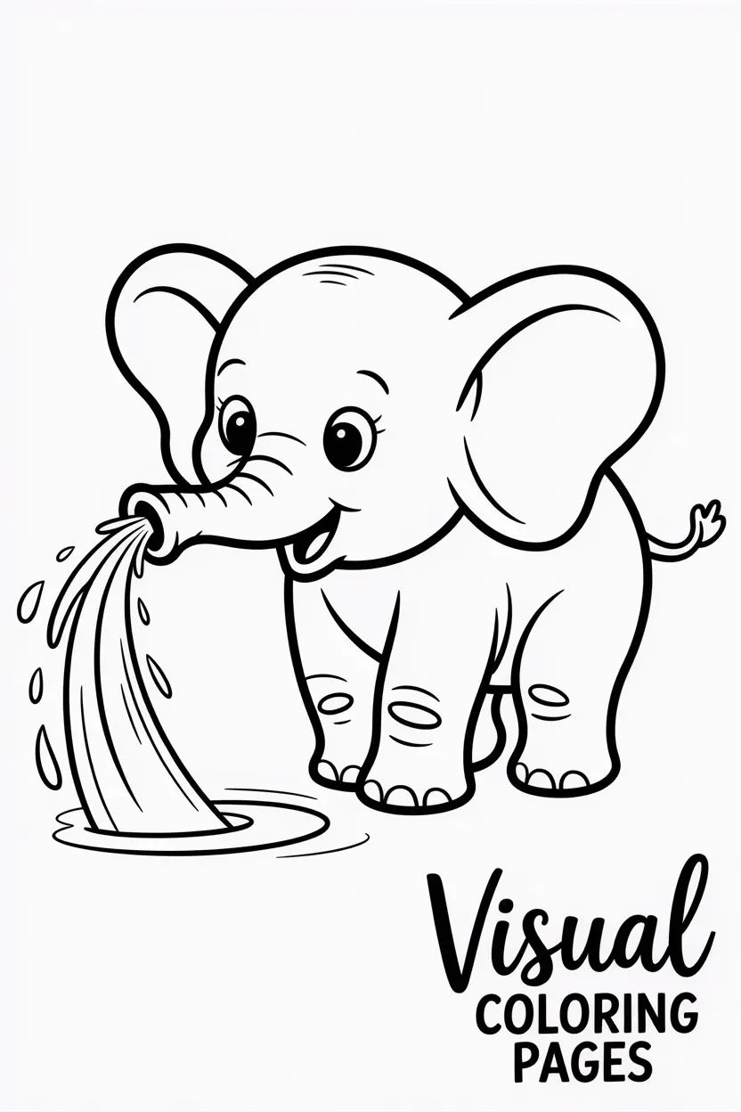 baby elephant spraying water from its trunk coco