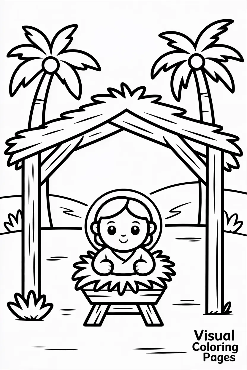 baby jesus in manger surrounded by glowing light rays