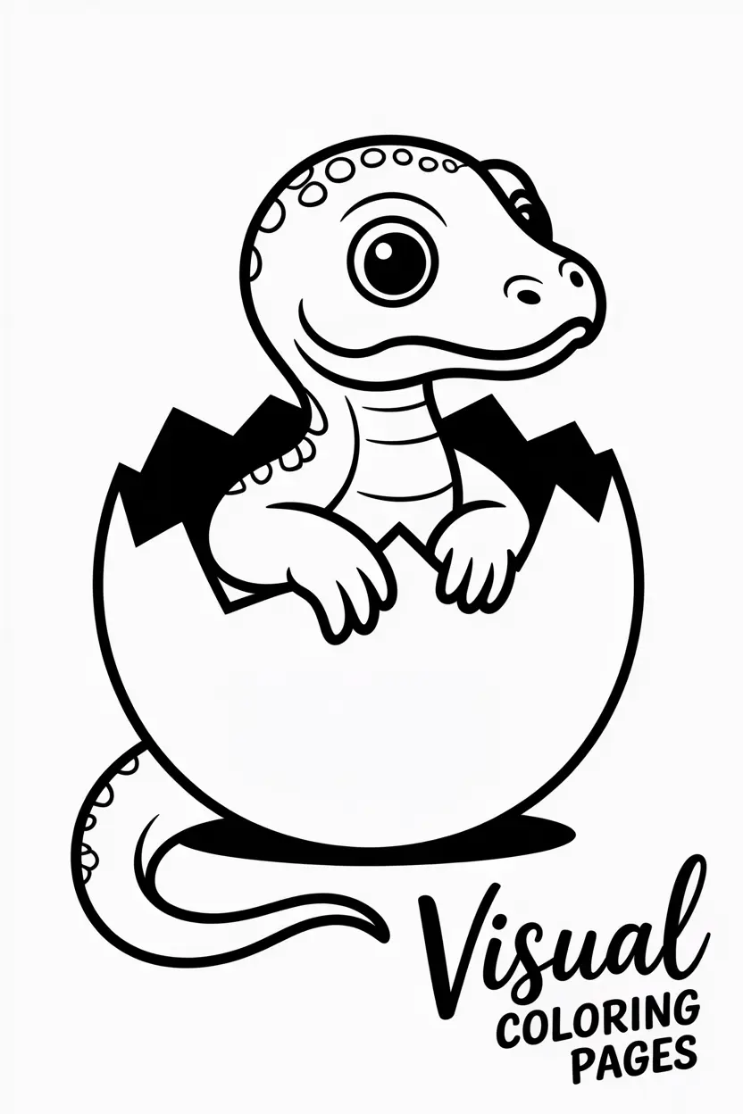 baby komodo dragon hatching from an egg