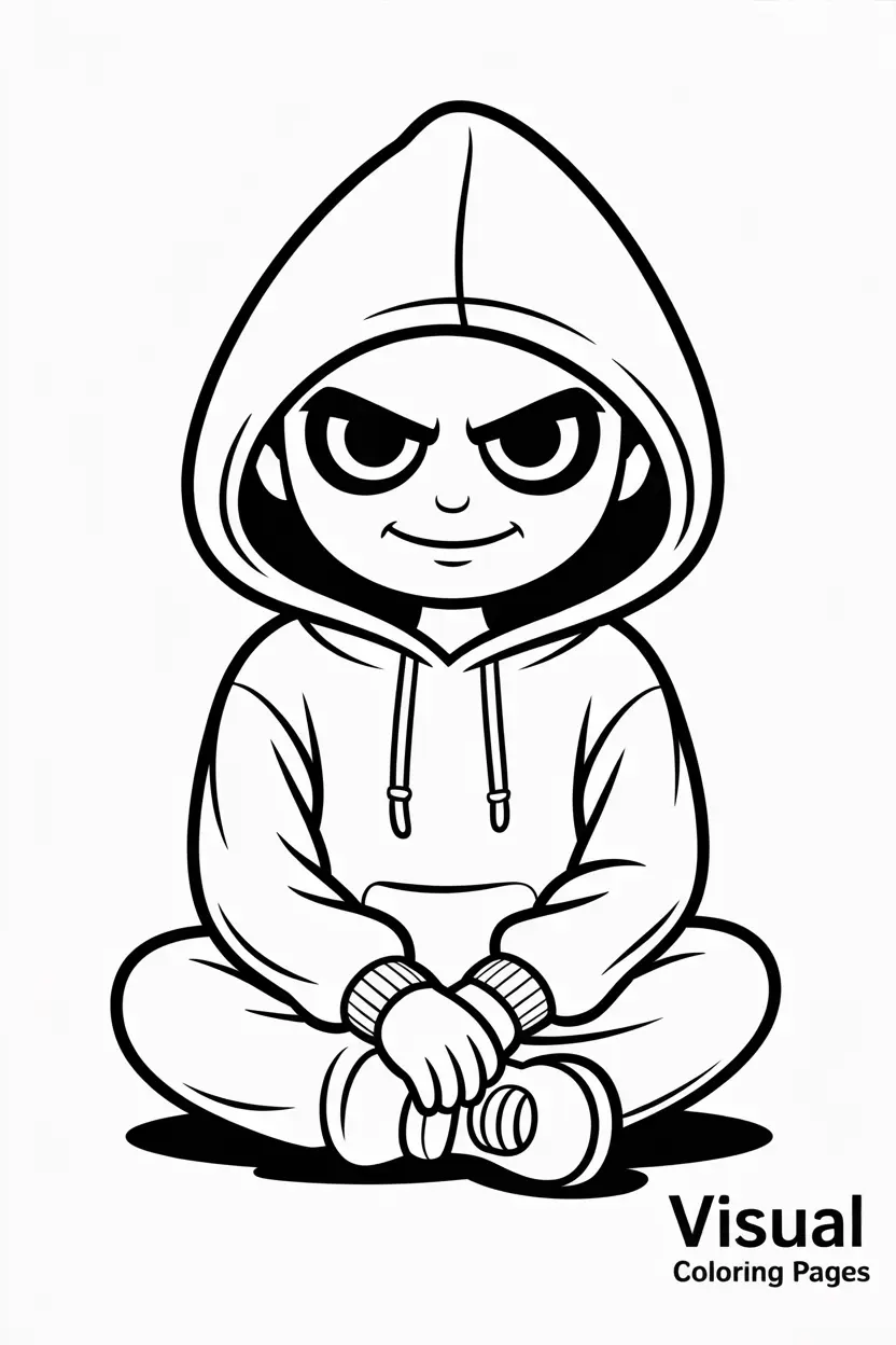 baddie character wearing oversized hoodie sitting cross legged