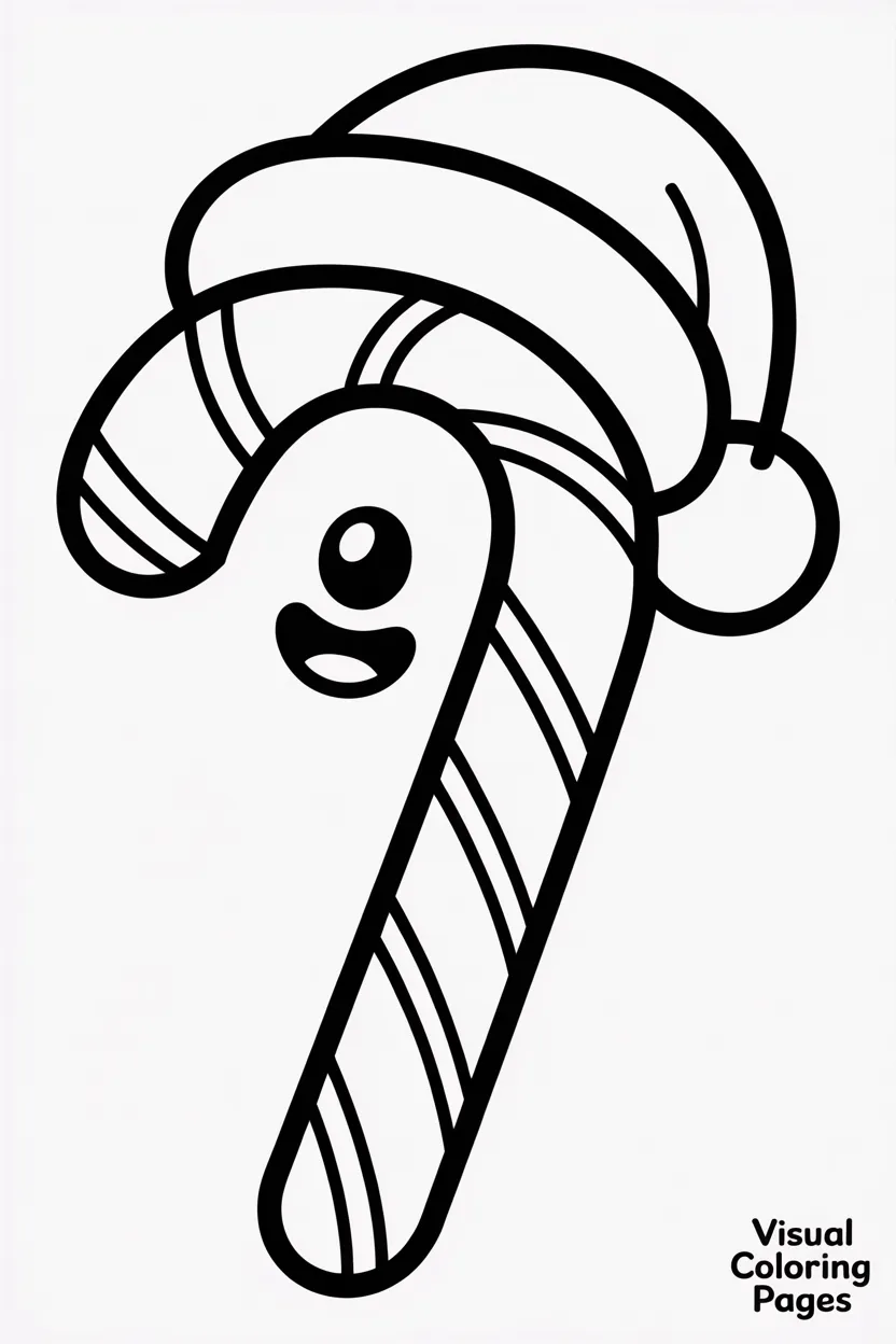 candy cane wearing a santa hat