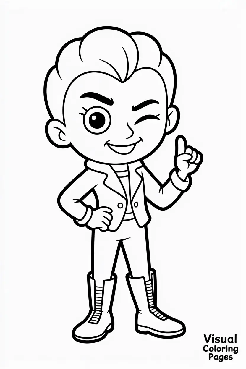 cartoon baddie giving a playful wink wearing stylish boots