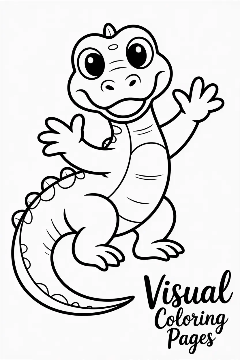 cartoon komodo dragon with big friendly eyes