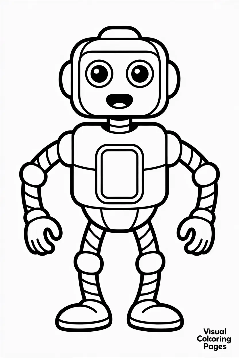 cartoon robot with candy cane arms and legs
