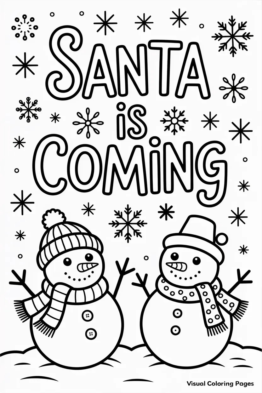 cheerful looking snowmen in the snow to color