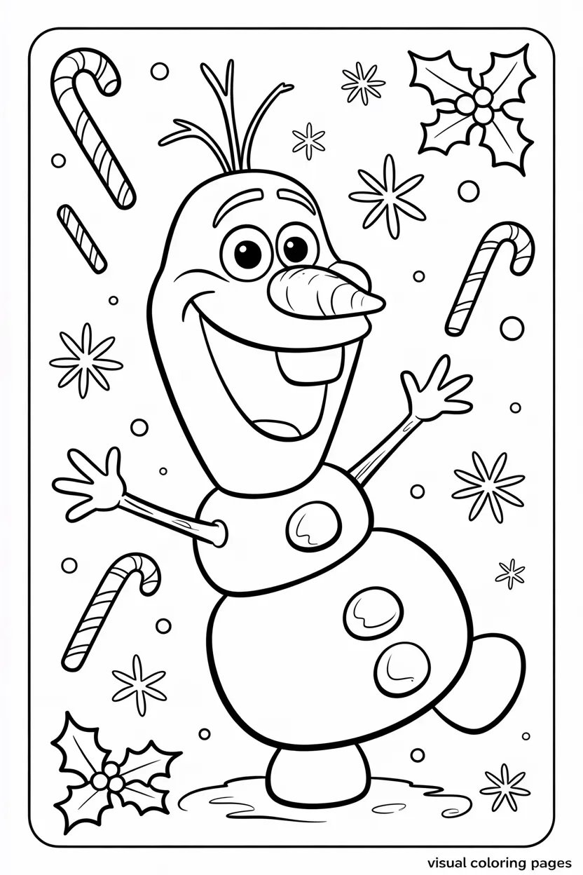 cheerful olaf coloring sheet