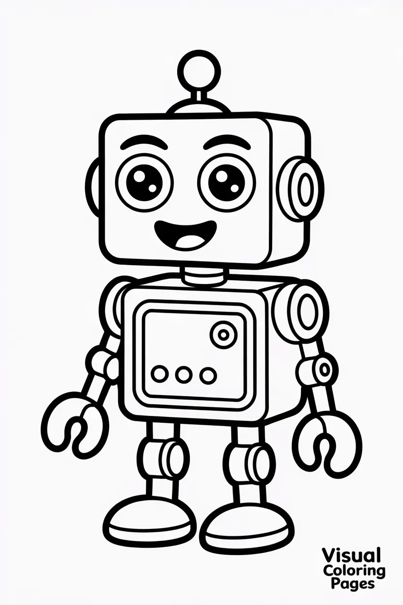 cheerful robot with square body and gears