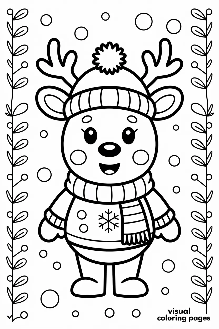 chibi rudolph wearing a sweatshirt coloring sheet