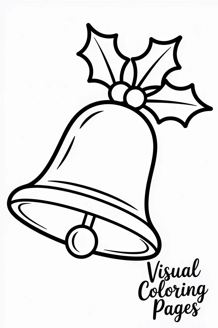 christmas bell with holly leaves