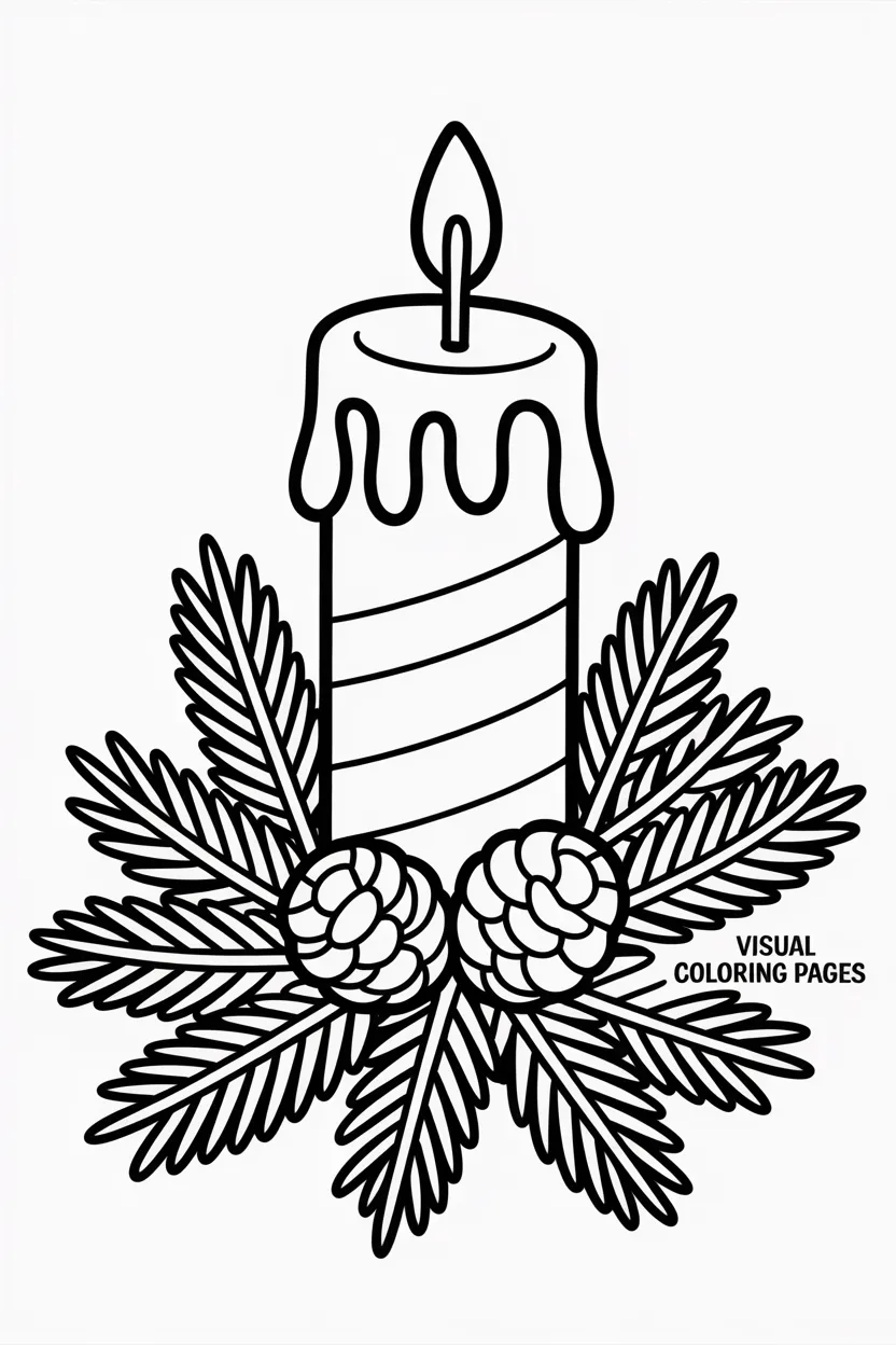 christmas candle surrounded by pine cones