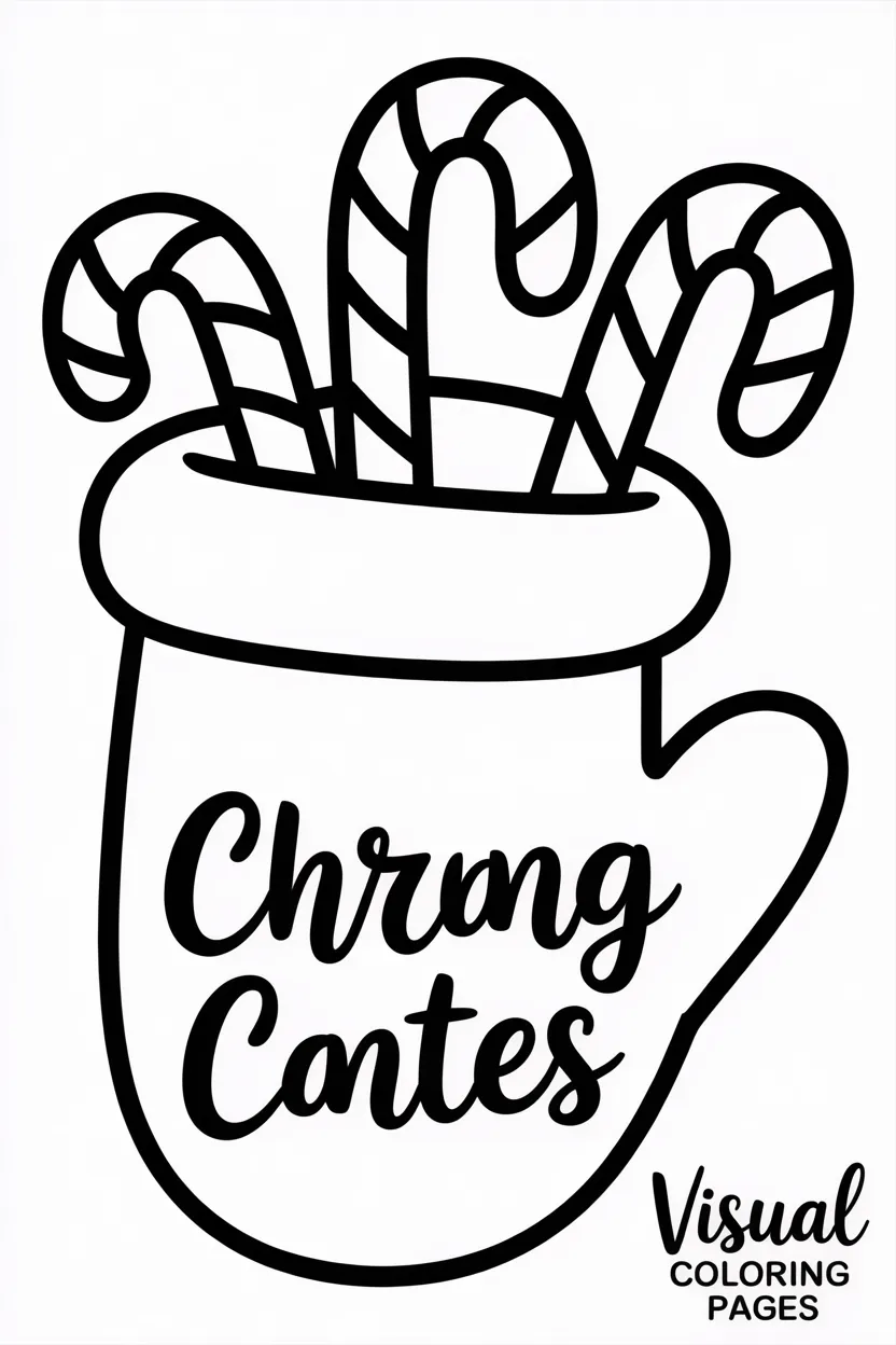 christmas mitten filled with candy canes