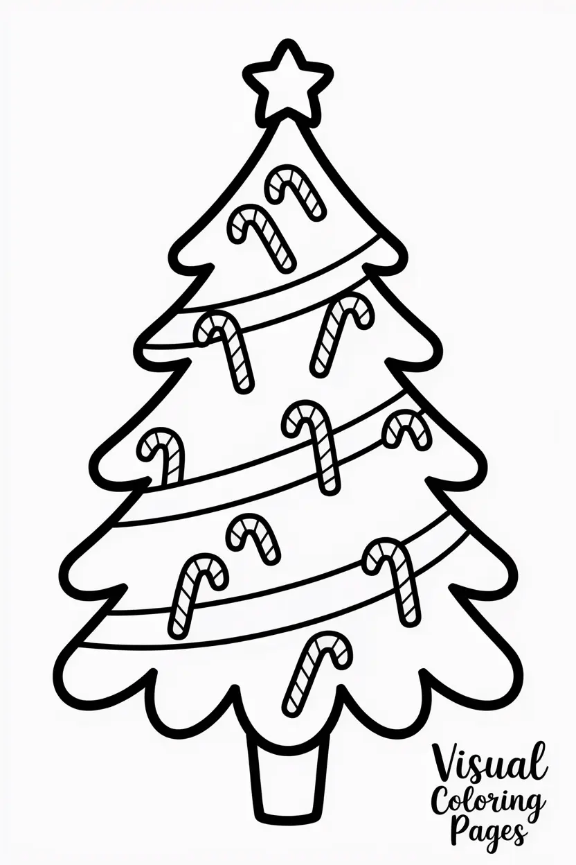 christmas tree decorated with ribbons and candy canes only