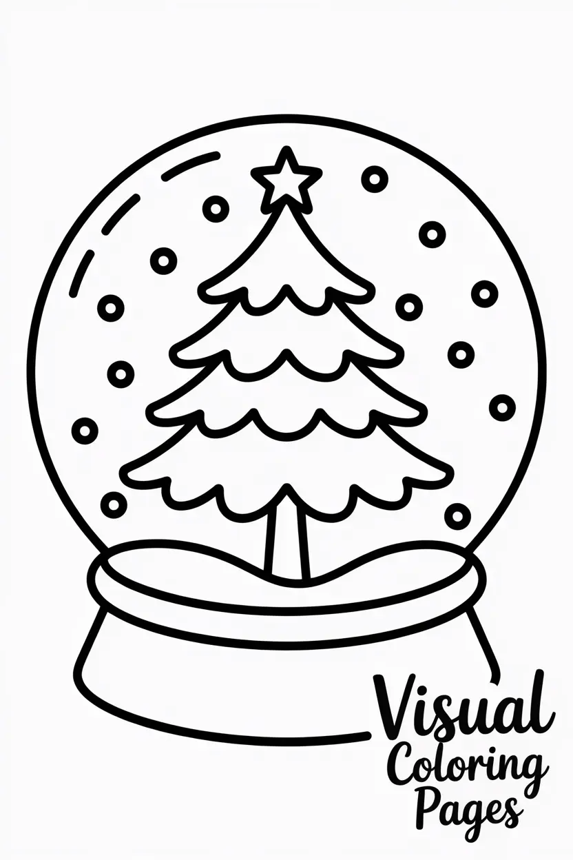 christmas tree inside a snow globe with snow falling