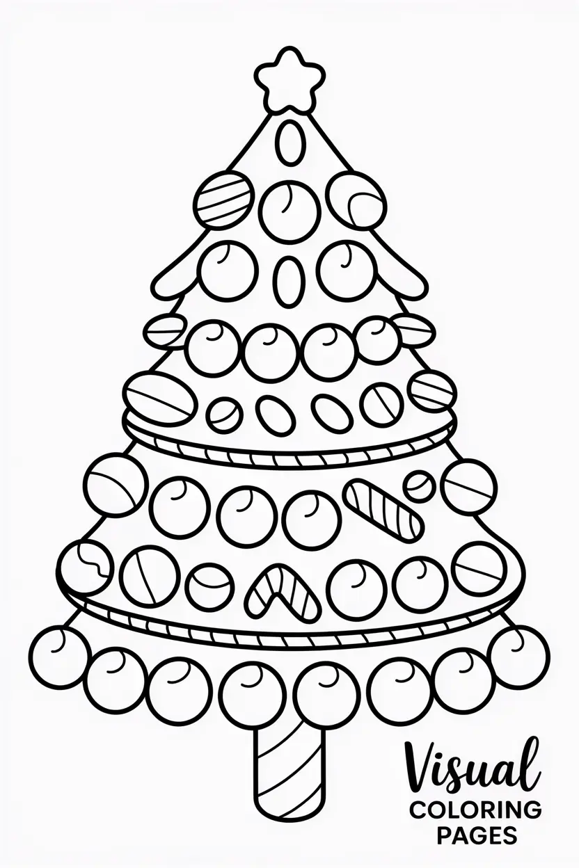 christmas tree made of candy lollipops and sweets