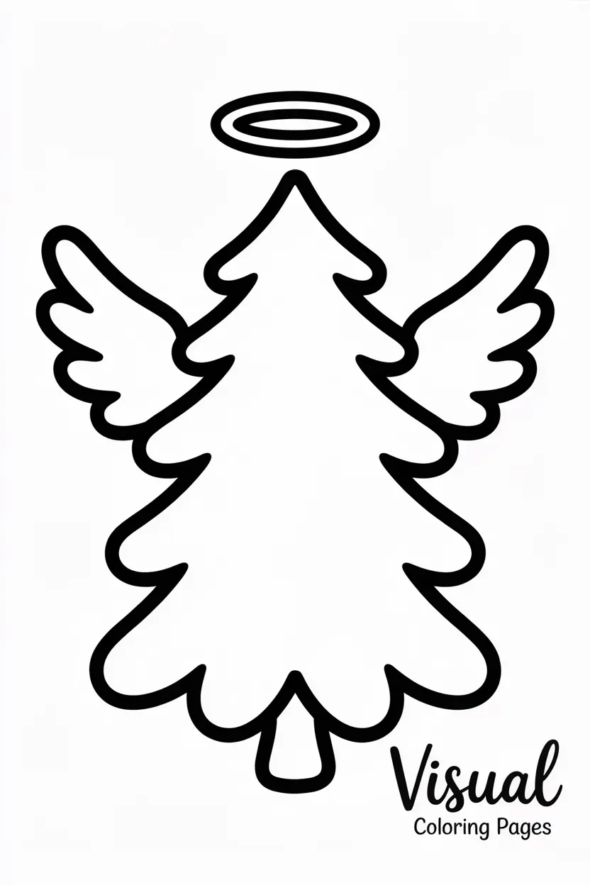 christmas tree with angel wings and a glowing halo