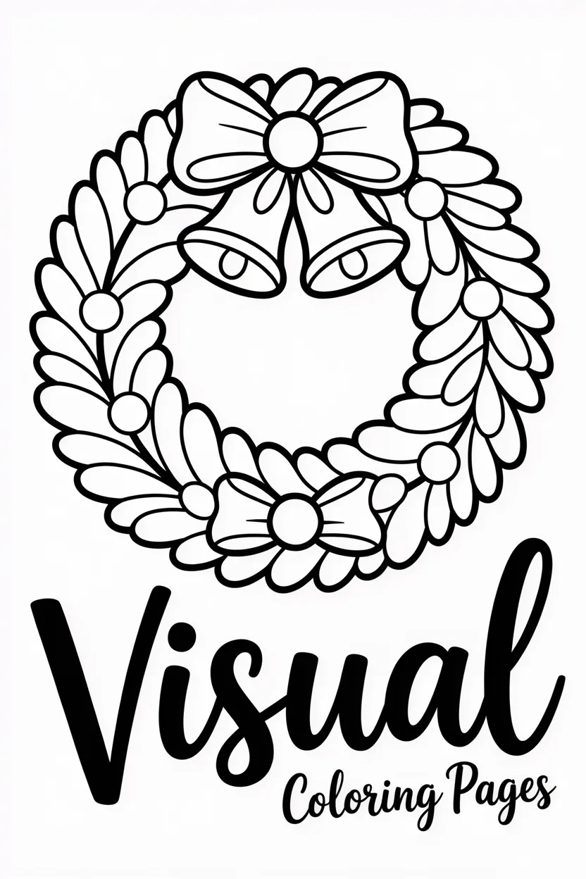 christmas wreath decorated with bows and bells