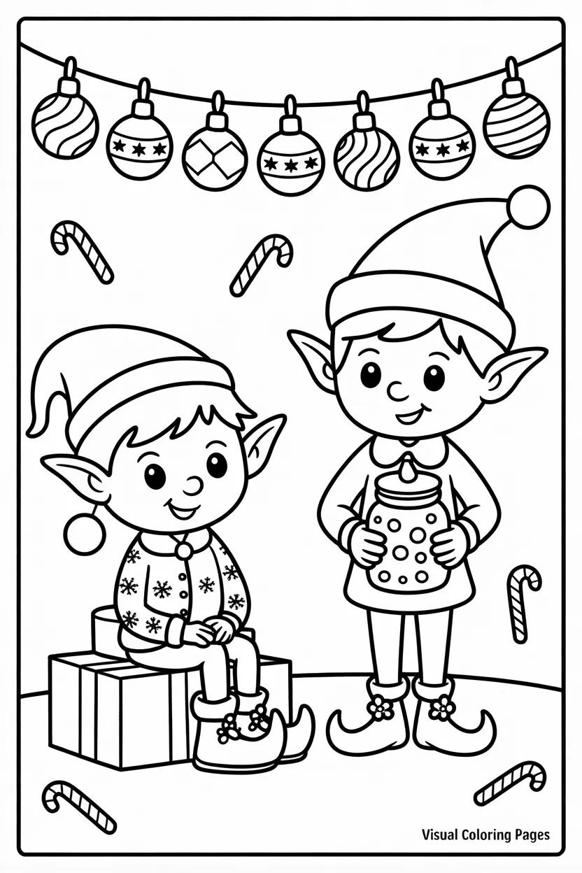 coloring sheet of elf on the shelf characters