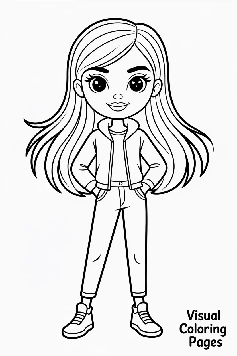 confident girl with long flowing hair in street style fashion