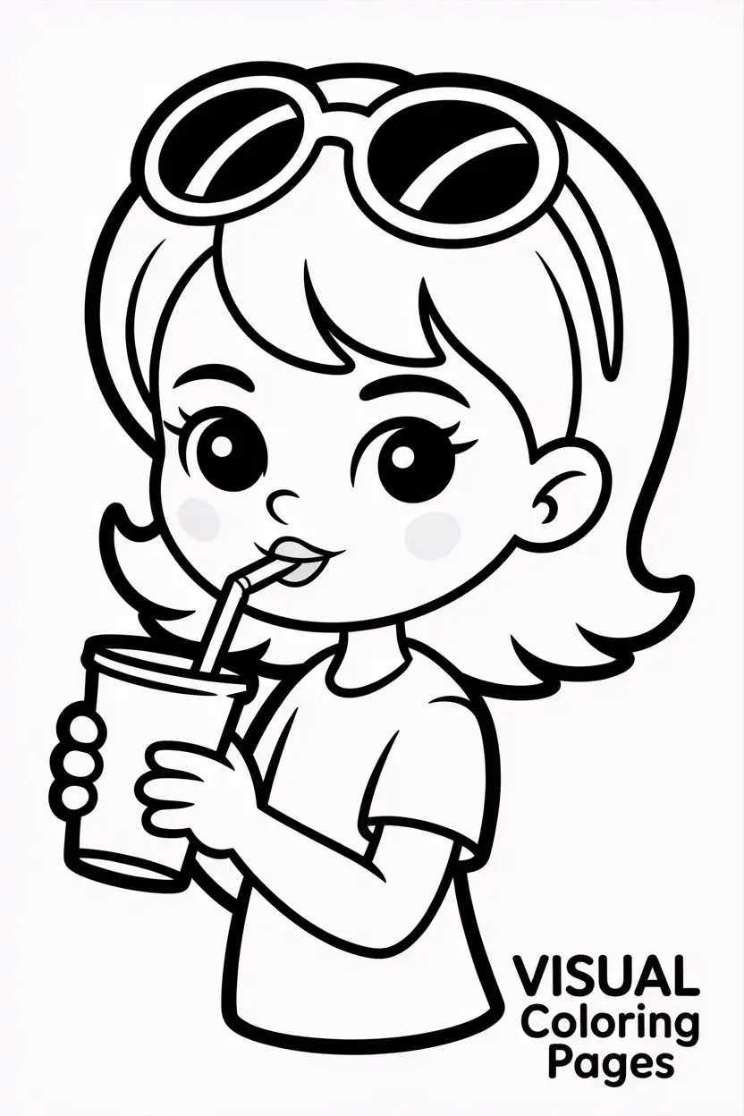 confident girl with shades on her head sipping from a straw