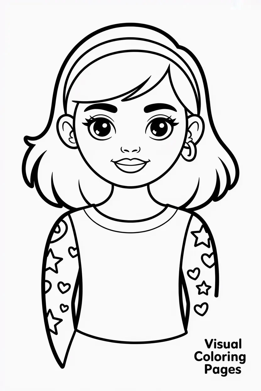 cool girl with tattoos shaped like stars and hearts