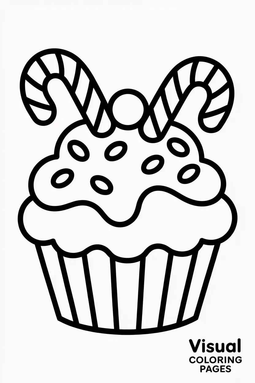 cupcake topped with candy canes and sprinkles