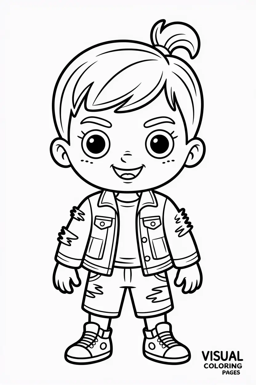 cute baddie in ripped denim jacket with playful accessories