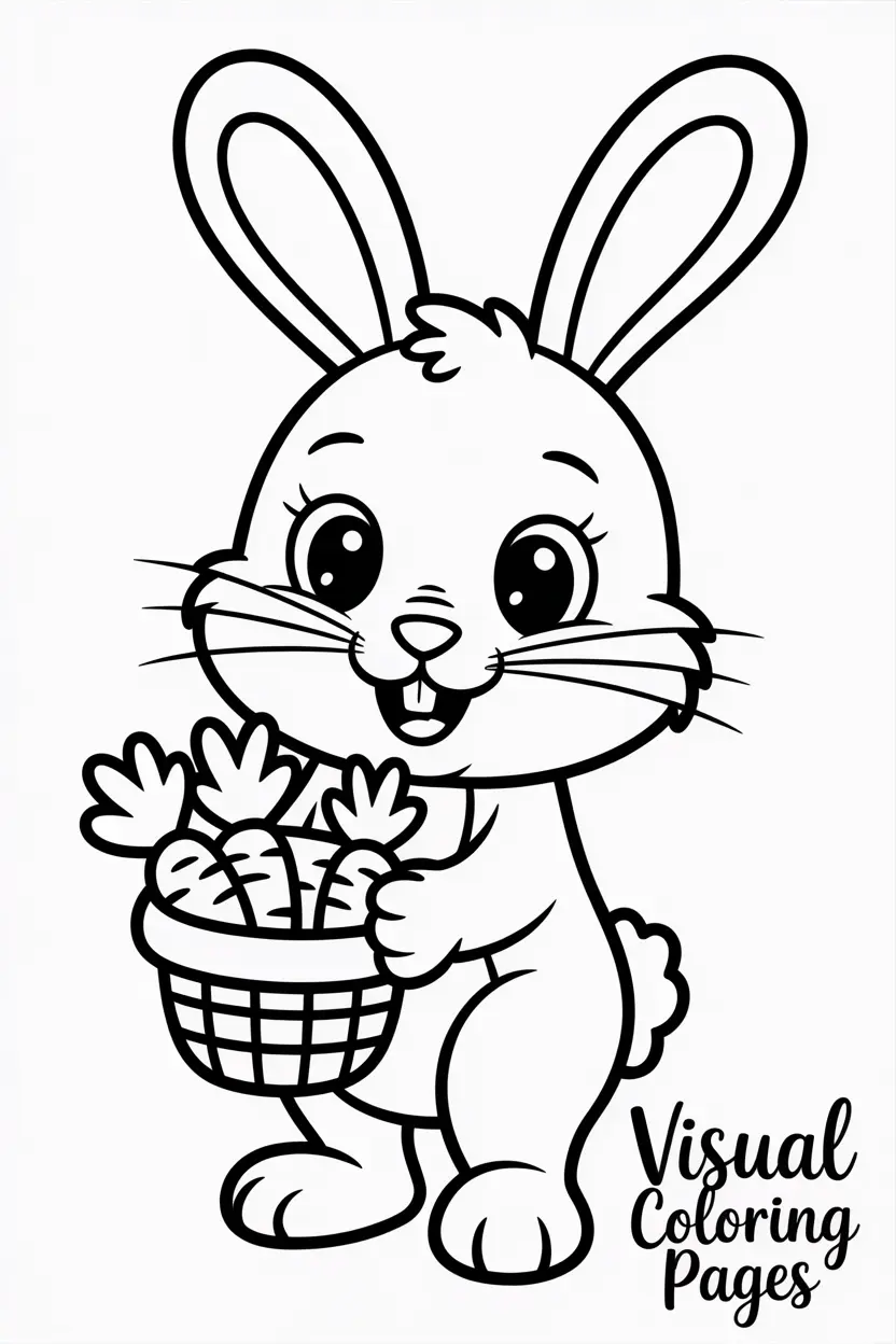 cute bunny holding a basket of carrots coco