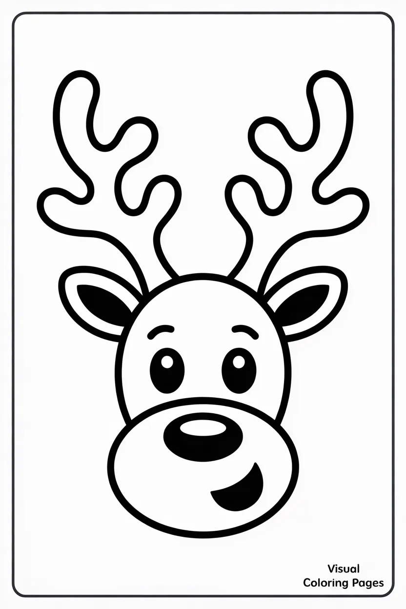 cute cartoon rudolph with big antlers to color