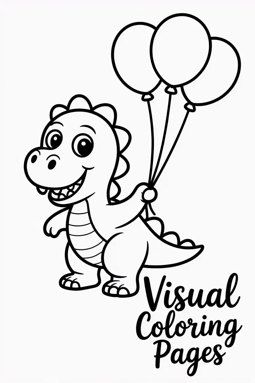 cute dinosaur holding balloons coco